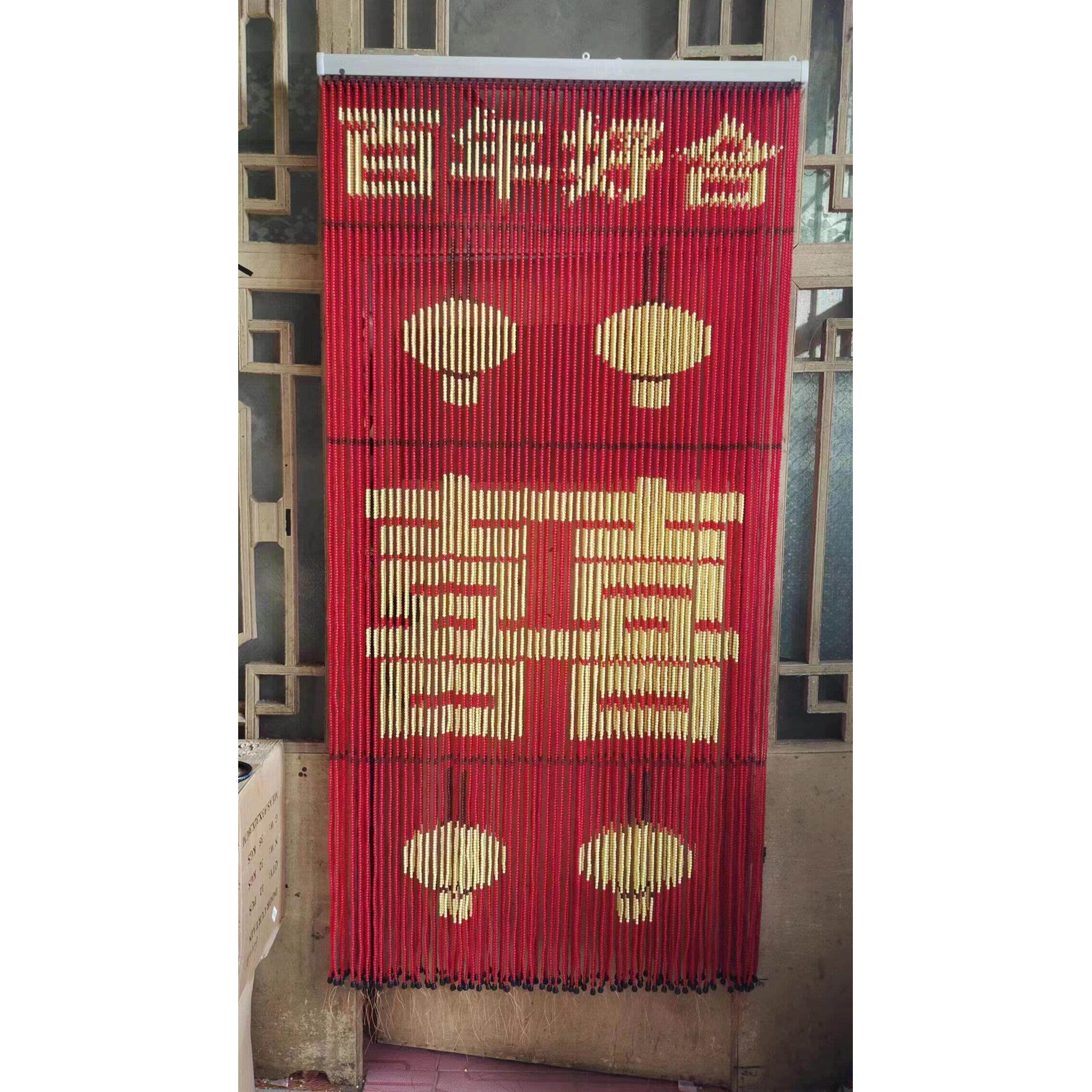 新款纯手工门帘玄关隔断珠帘挂帘复古屏风卫生间厕所卧室帘成品