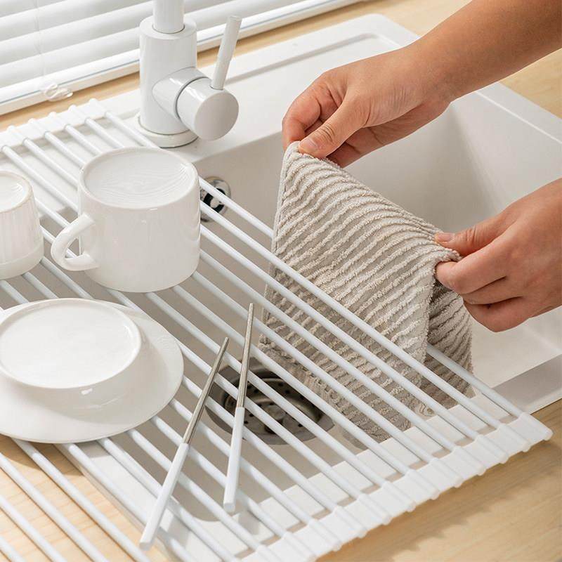 物鸣水槽沥水架可折叠碗碟收纳碗盘沥水篮厨房水槽硅胶卷帘置物架,厨房/烹饪用具,厨房置物架/置物柜/角架,淘宝优惠券,粉丝福利购,淘宝优惠卷