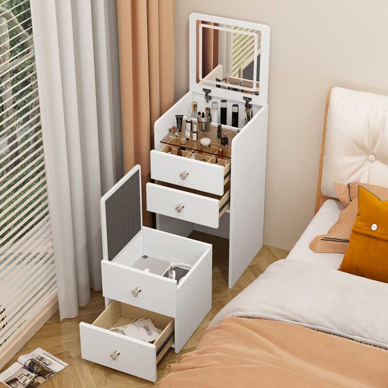 小型超窄全实木化妆台现代简约多功能化妆桌床头柜迷你收纳梳妆台