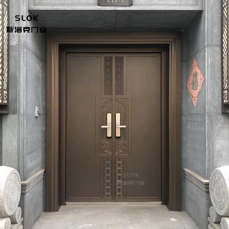 铸铝门别墅大门双开门农村自建房大门家用对开门子母进户铜入户门
