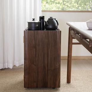 黑胡桃木可移动实木茶水柜小户型新中式水吧台茶台烧水台茶桌边柜