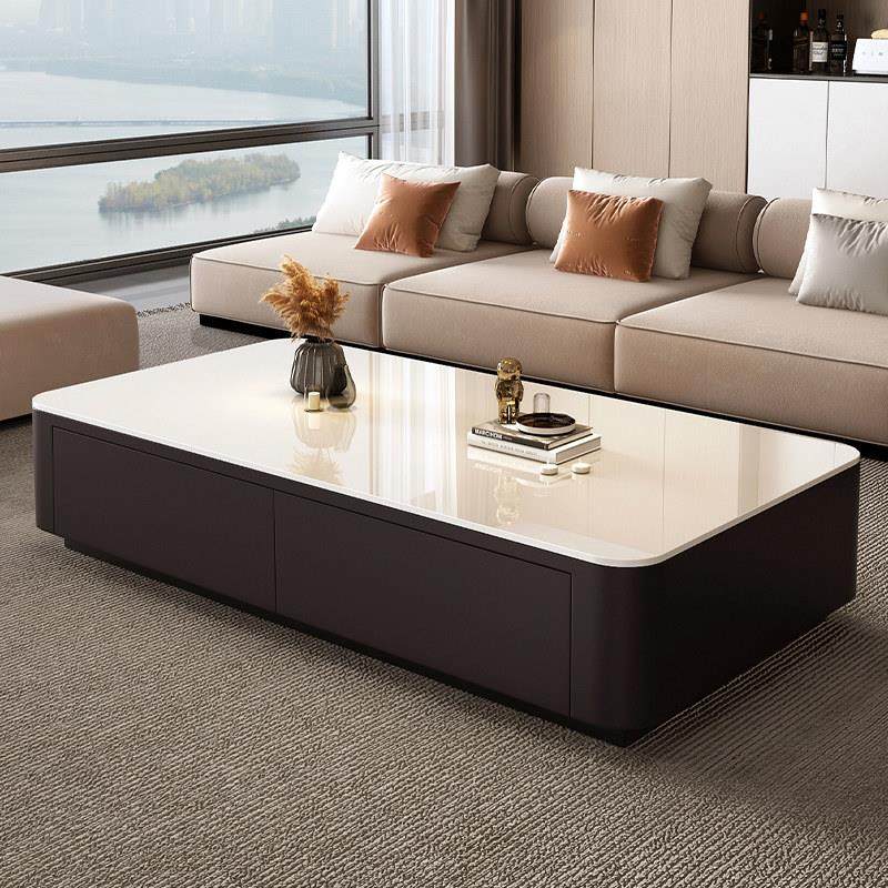 黑色茶几客厅家用2025新款轻奢高级感小户型茶几桌长方形电视组合