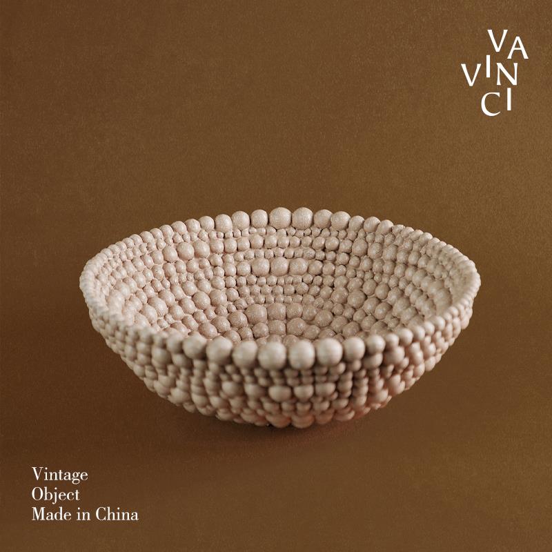 梵其侘寂风创意树脂彷木珠水果篮家居果盆摆件高级感客厅茶几果盘