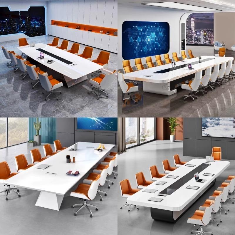烤漆会议桌长桌简约现代高档轻奢大型会议室开会洽谈办公桌椅组合