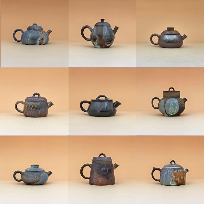 夸烧柴烧 柴烧壶裸烧壶景德镇柴烧落灰玻化粗陶窑变茶壶茶器陶瓷