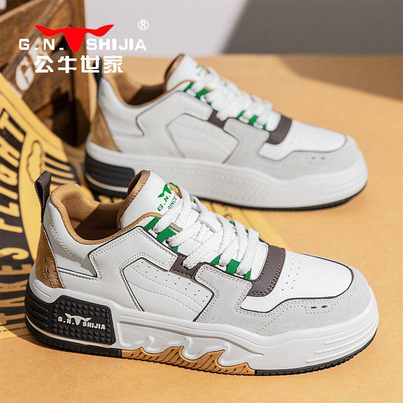 公牛世家休闲鞋男鞋2026春季新款板鞋男款厚底增高鞋小白鞋男潮鞋