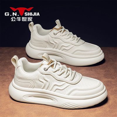公牛世家男鞋2025新款春季潮爆款厚底百搭增高男士休闲老爹鞋板鞋
