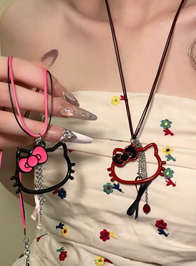 甜美镂空Kitty猫长款锁骨项链