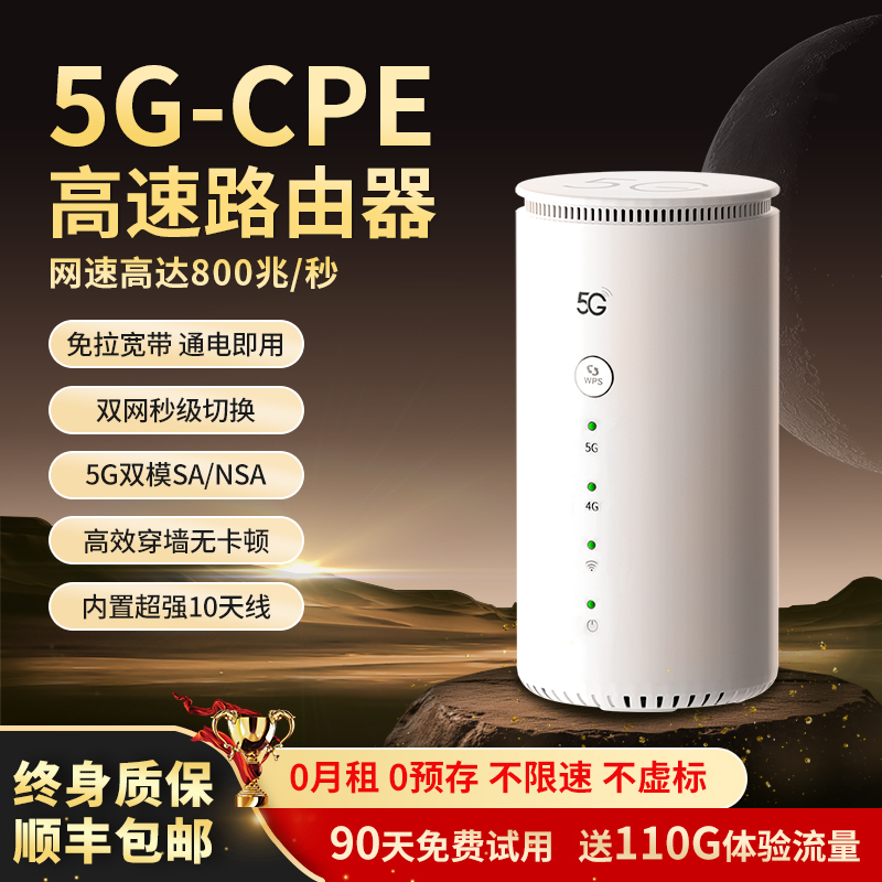 2025新款5G无线路由器千兆双频随身wifi6内置纯流量上网卡全网通5gcpe移动光纤宽带办公家用网络车载户外直播