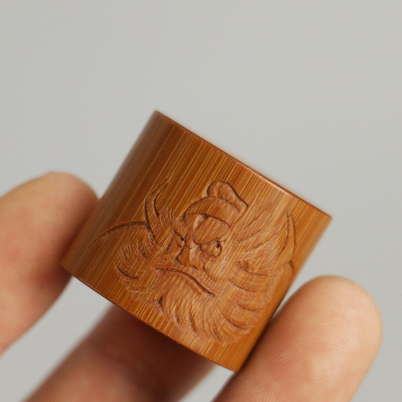 速发非遗手工竹雕浮雕工艺品老玉竹钟馗雕刻扳指把玩把件挂件茶宠