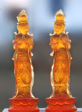 速发46厘米琉音日月光观璃三萨佛像摆件居家客厅摆放供奉东方菩圣