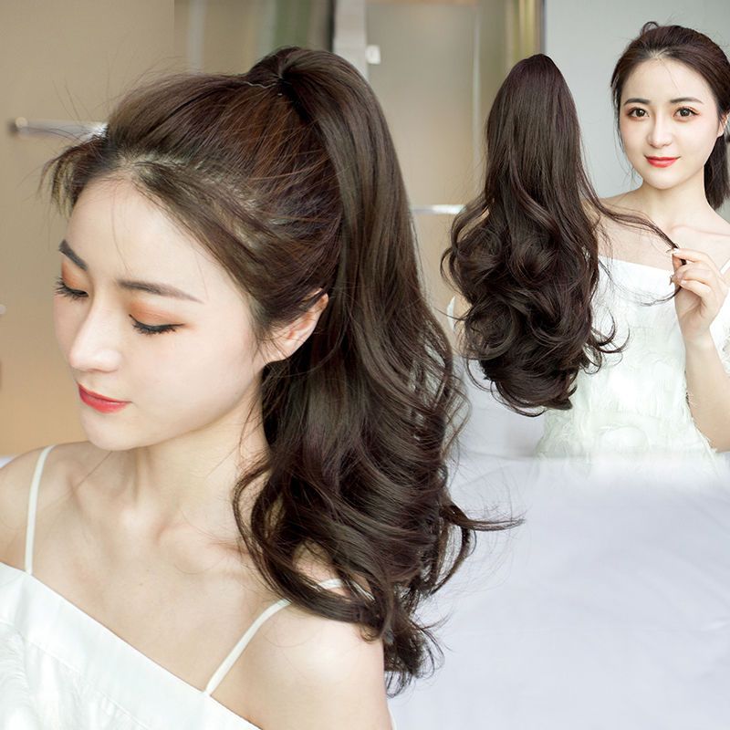 速发假发马大长卷发尾波浪自然逼卷抓夹式梨花微真绑带式假发高马