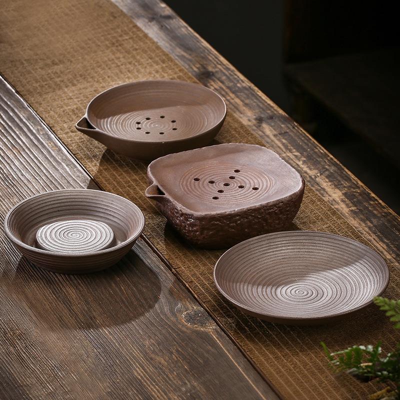 复古粗陶无釉蓄水式壶承岩泥陶瓷茶承干泡茶台茶壶托养壶垫茶配件