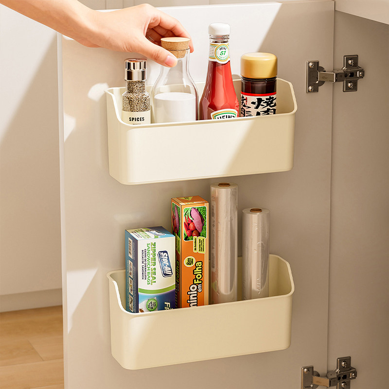 厨房收纳盒壁挂式免打孔橱柜内保鲜膜挂架浴室柜门冰箱侧面置物架,收纳整理,整理架/置物架/收纳架,淘宝优惠券,粉丝福利购,淘宝优惠卷