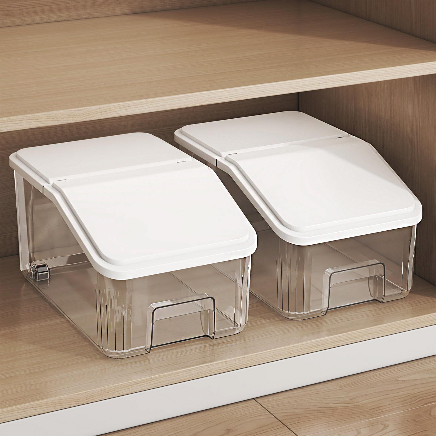 正家翻盖收纳盒厨房带盖透明整理盒滑轮斜口零食储物筐橱柜杂物箱,收纳整理,橱柜收纳筐,淘宝优惠券,粉丝福利购,淘宝优惠卷