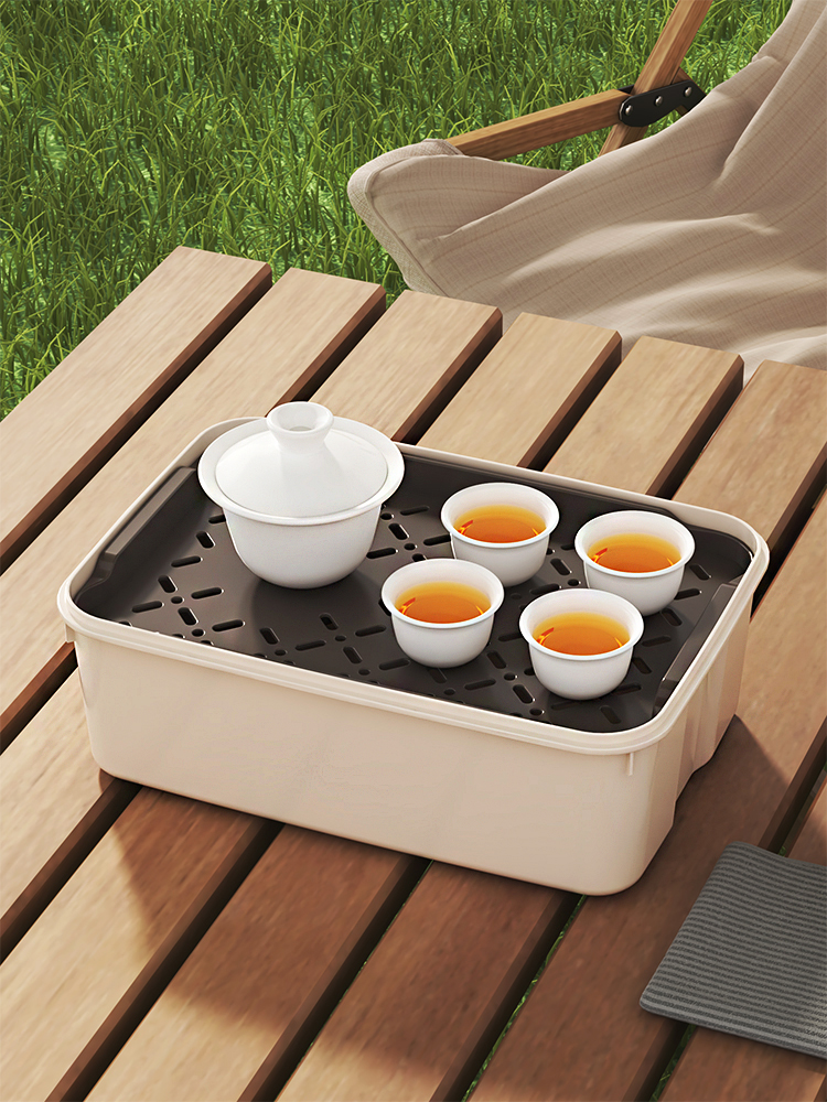 户外茶具茶盘收纳一体化家用小茶桌水收纳便携式旅行茶杯托盘干泡