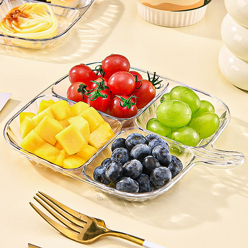 分格减脂餐盘家用早餐餐具儿童塑料减肥定量盘子四格分餐盘蘸料碟