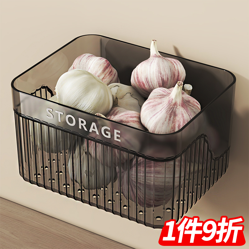 葱姜蒜小挂篮墙上免打孔厨房收纳