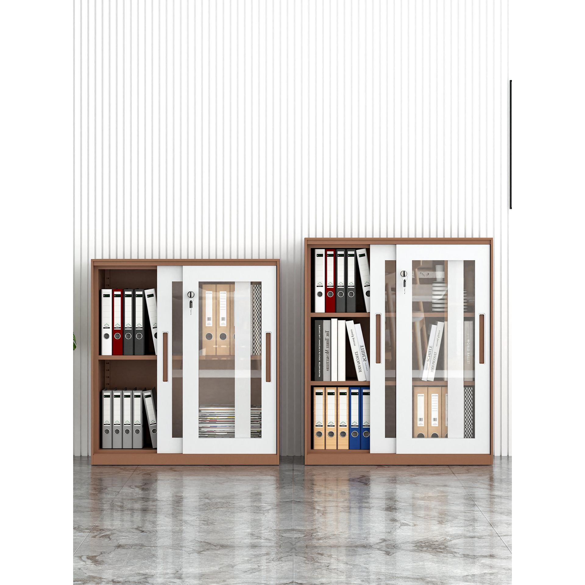 文件柜办公室边柜带锁置物柜桌侧矮柜子储物柜移门铁皮资料收纳柜