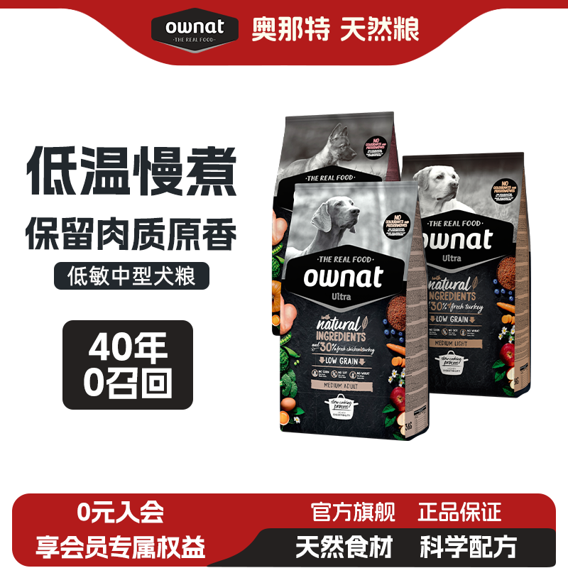 临期保质期到25年12月OWNAT西班牙原装进口鸡肉火鸡狗粮幼犬成犬