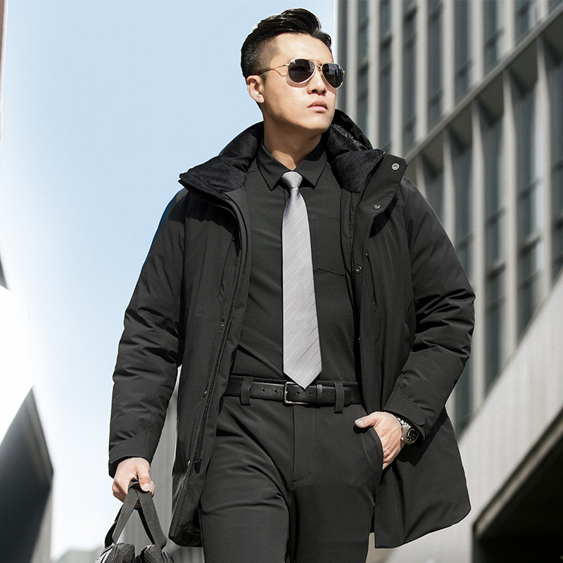 【龙牙】隐炎中长款风衣羽绒服冬季保暖男士羽绒服男款户外外套