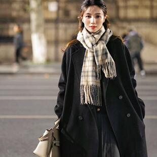 洋xz12 高端双面羊毛羊绒毛呢大衣双排扣毛呢外套时尚 专柜正版