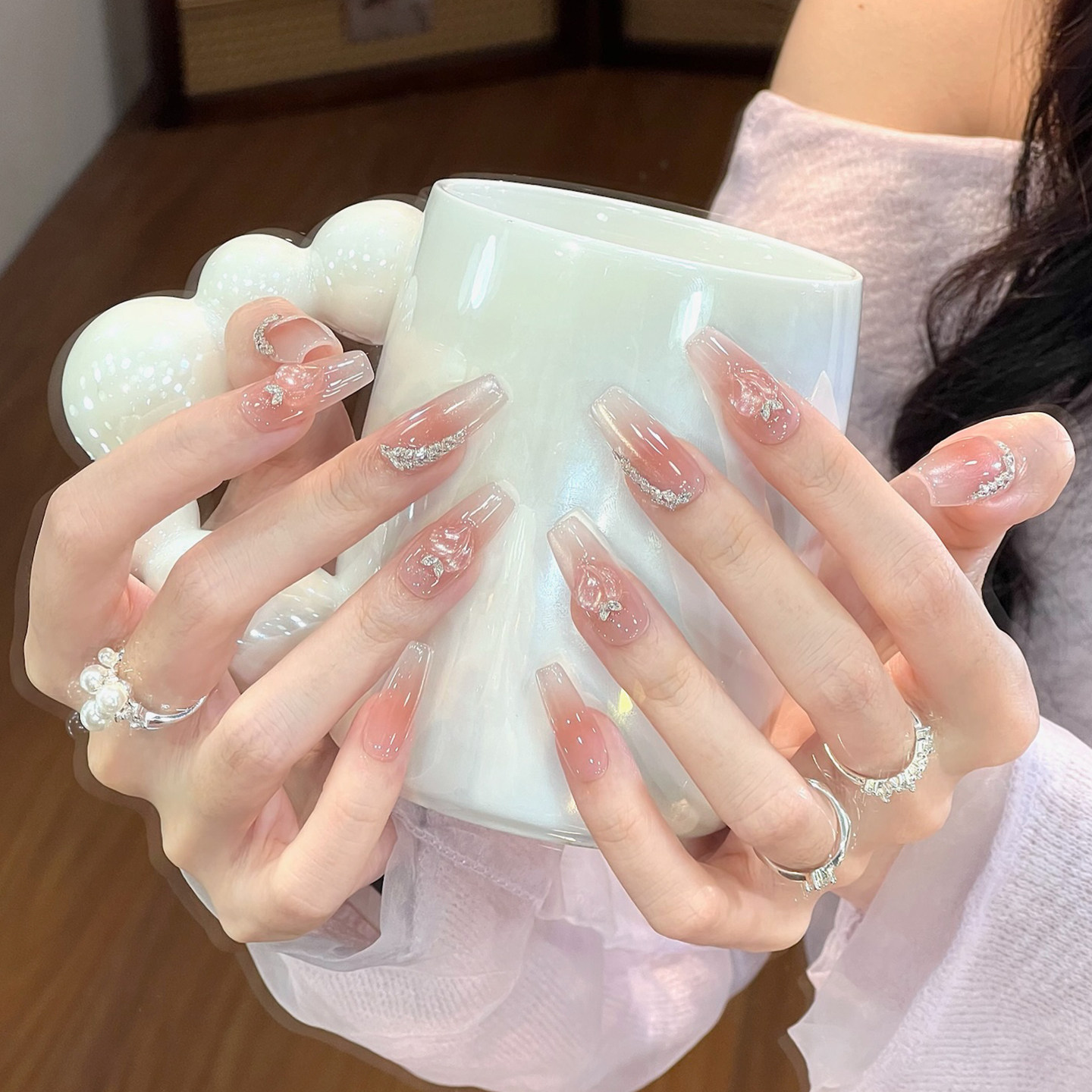 植兔夏日纯欲水蜜桃穿戴甲2025新款裸色腮红猫眼碎钻高级美甲显白,彩妆/香水/美妆工具,穿戴甲/甲片,淘宝优惠券,粉丝福利购,淘宝优惠卷