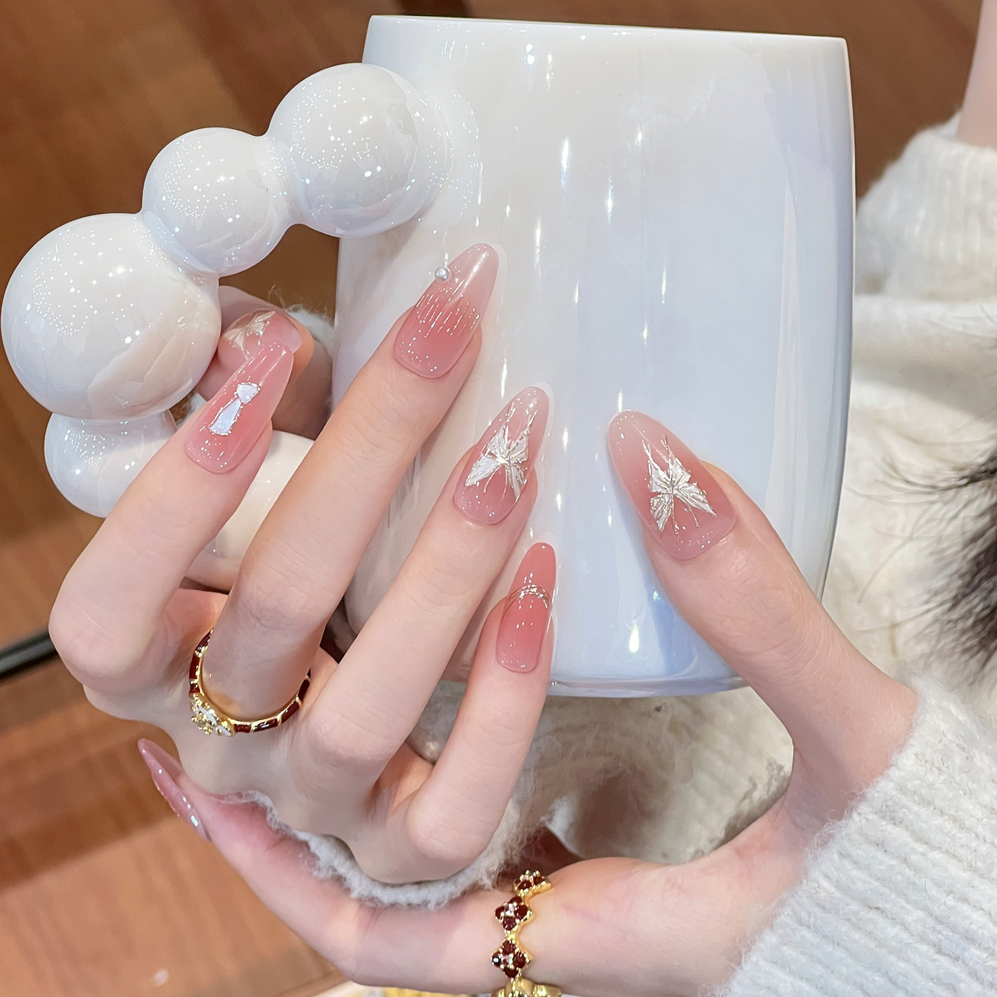 植兔纯手工穿戴甲中长款高级感裸色腮红蝴蝶美甲显白拍婚纱照甲片,彩妆/香水/美妆工具,穿戴甲/甲片,淘宝优惠券,粉丝福利购,淘宝优惠卷