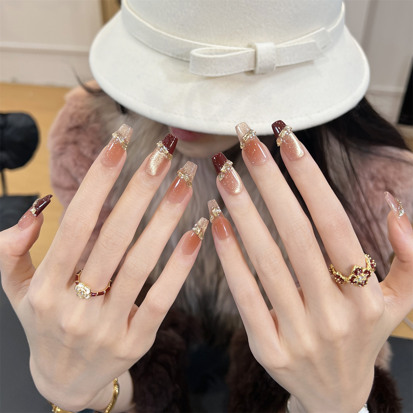 植兔穿戴甲中长款咖色琥珀腮红棕美甲高级感法式猫眼秋冬成品贴片,彩妆/香水/美妆工具,穿戴甲/甲片,淘宝优惠券,粉丝福利购,淘宝优惠卷