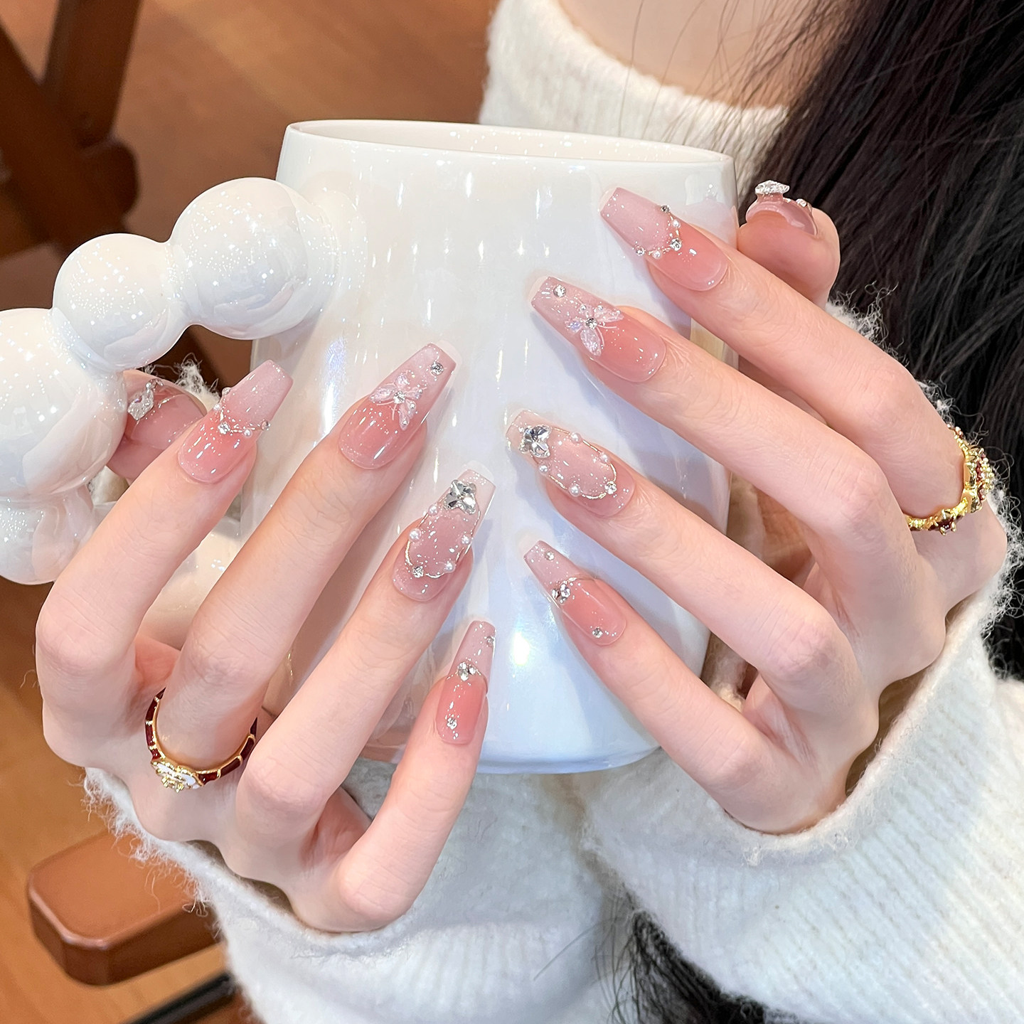 植兔法式穿戴甲高级感轻奢中长款爆闪蝴蝶美甲猫眼拍婚纱照指甲片,彩妆/香水/美妆工具,穿戴甲/甲片,淘宝优惠券,粉丝福利购,淘宝优惠卷