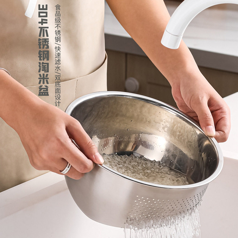 304不锈钢盆加厚洗米器淘