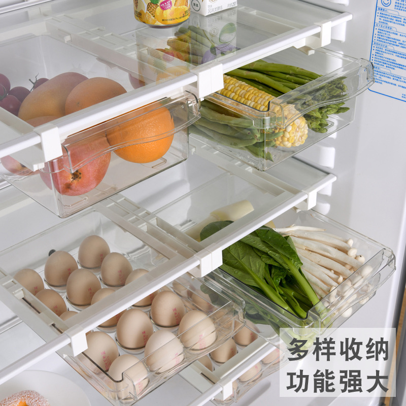 悬挂抽屉式冰箱鸡蛋收纳盒透明蔬菜鸡蛋保鲜盒厨房大容量储物盒