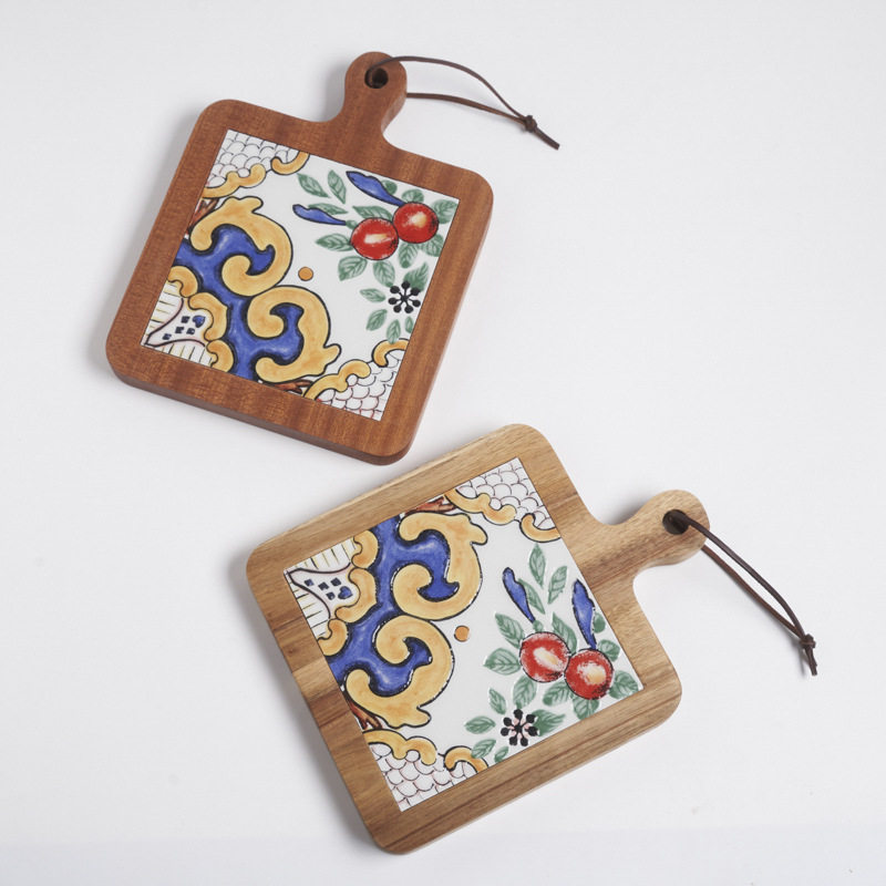 实木复古花砖餐垫隔热垫创意餐桌垫防烫砂锅垫子大号锅垫日式新款,居家布艺,餐垫,淘宝优惠券,粉丝福利购,淘宝优惠卷