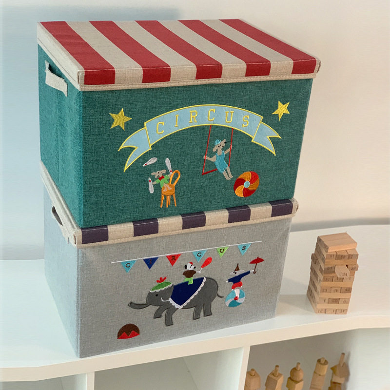 环保水洗折叠带盖布艺收纳箱儿童马戏团卡通储物箱衣服无味收纳盒,收纳整理,收纳箱,淘宝优惠券,粉丝福利购,淘宝优惠卷