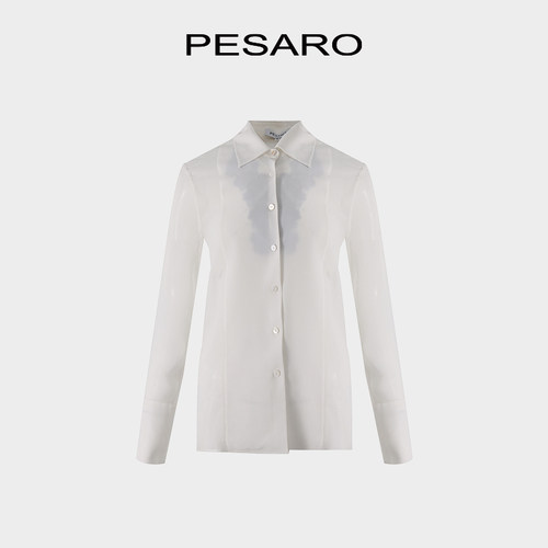 PESARO淑女风长袖衬衫女翻领简约职业衬衣轻熟风上衣5109-7036
