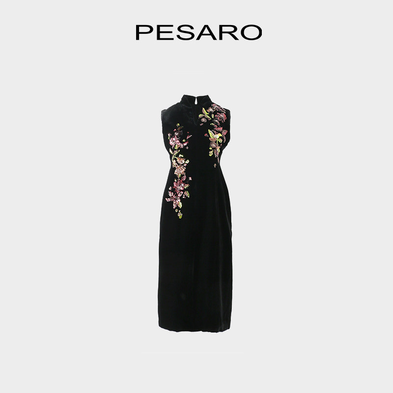 PESARO黄蕙玲黑色无袖连衣裙