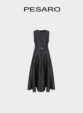 PESARO黄蕙玲秋季赫本风无袖连衣裙女收腰显瘦烫钻气质晚宴礼服裙