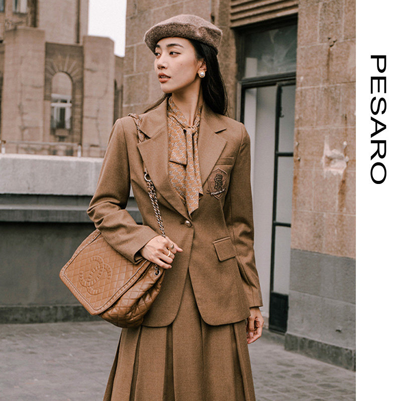 pesaro黄蕙玲女装秋气质复古学院风修身西服