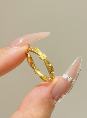 925银金色雪花碎碎冰氛围戒指新款轻奢精致优雅小众设计手饰品