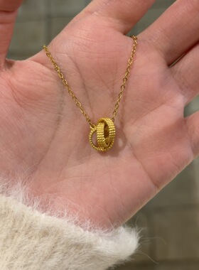 925银环环相扣麻花毛线球项链新款精致复古小众设计锁骨链饰品