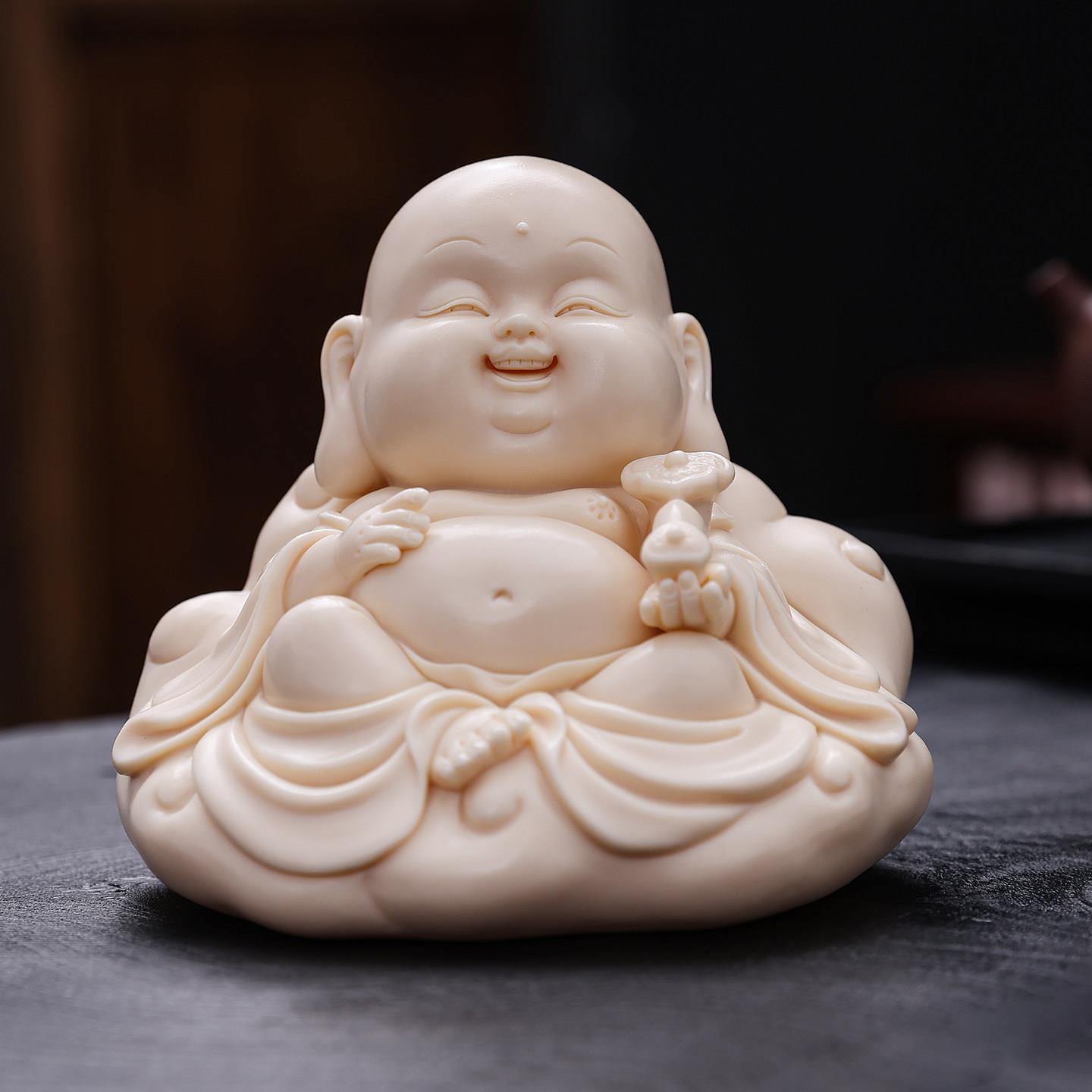 高档弥勒佛招财保平安茶桌摆件车内笑佛佛像饰品高端男中控台车载