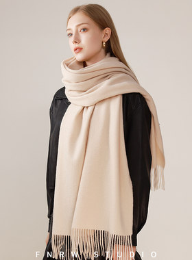 纯羊毛围巾女款2025冬季高级感加厚保暖百搭女士韩版披肩羊绒围脖