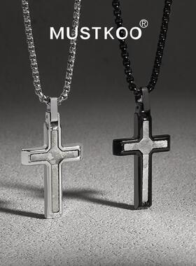mustkoo/玛诗杜钛钢十字架项链小众高级感百搭简约锁骨链情侣送礼