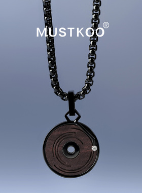 mustkoo/玛诗杜轻奢乌木黑胶唱片项链ins小众时尚男女同款送礼物