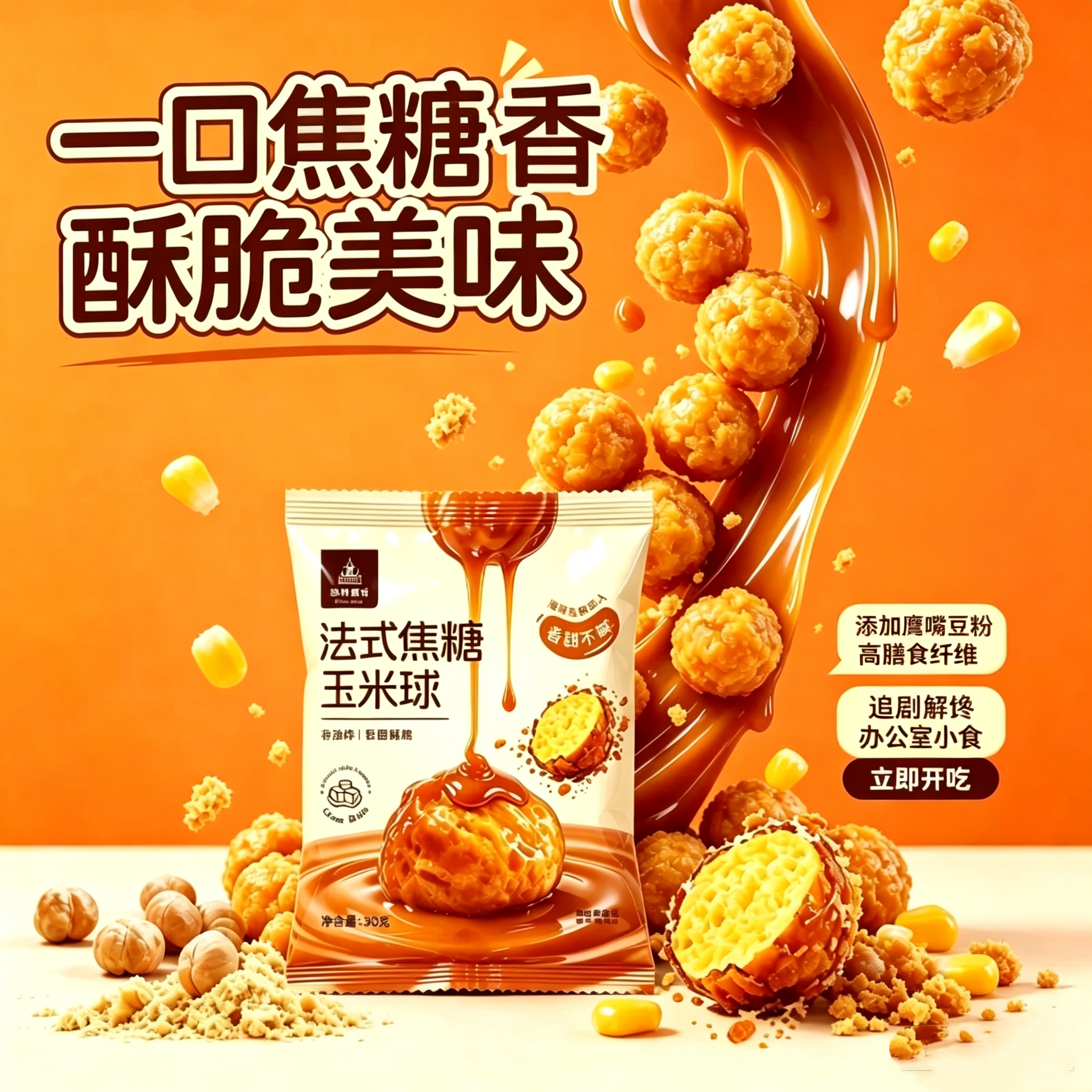 太妃玉米球法式焦糖味高膳食纤维图片