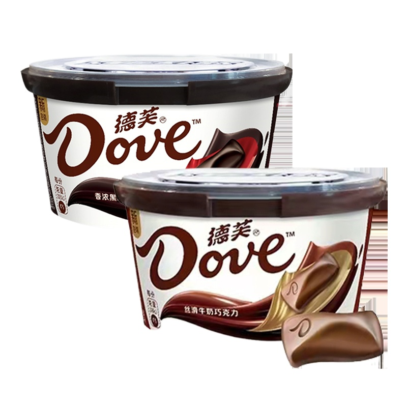 德芙巧克力丝滑牛奶香浓黑巧碗装112g*2碗办公室糖果N