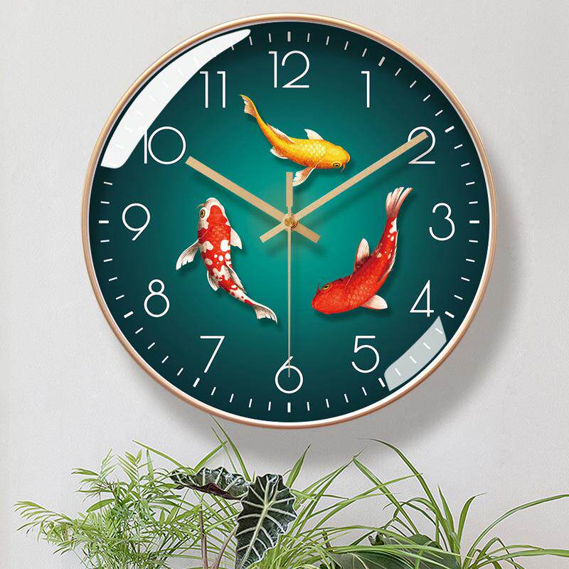 易普拉6005挂钟客厅钟表时尚轻奢静音家用时钟挂表连年有余石英钟