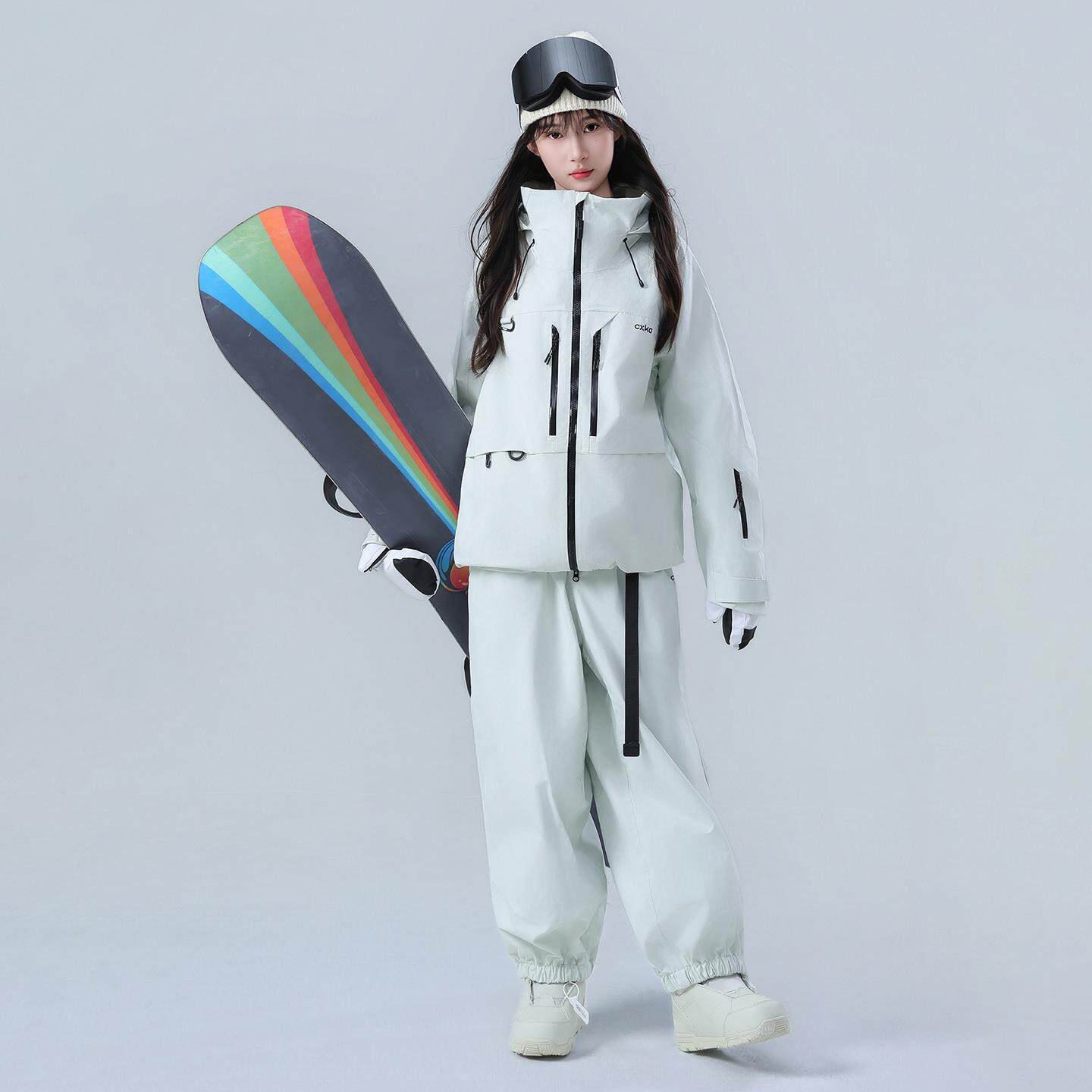 滑雪服套装女男款单板防水加厚全压胶专业雪服上衣裤子套装3L