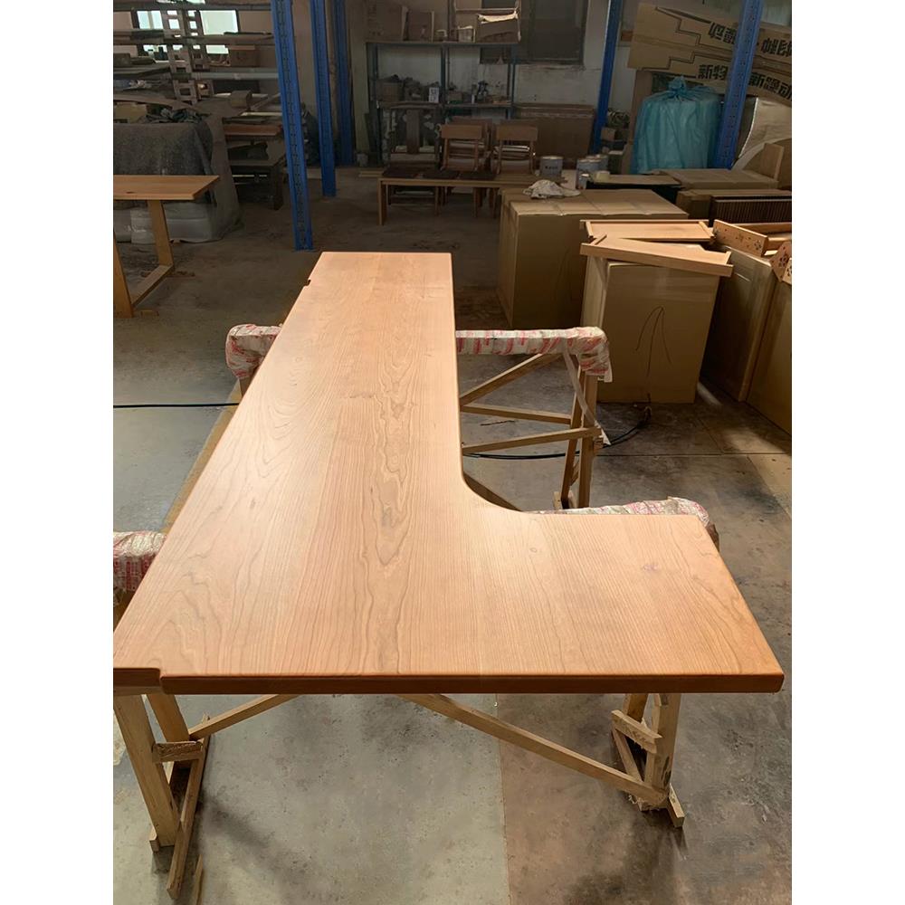 实木板转角桌板升降电脑桌书桌L型樱桃木桌面板厨房拐角台面定制