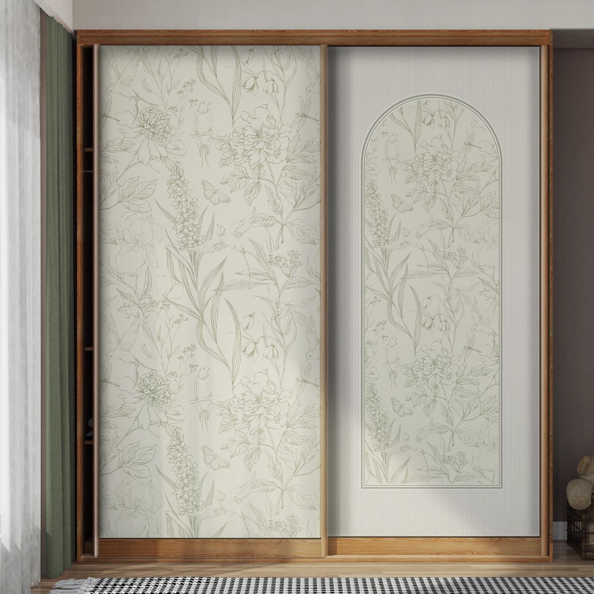 JiffDiff装饰柜子贴纸法式衣柜推拉门改造轻奢墙纸橱柜门改色覆古